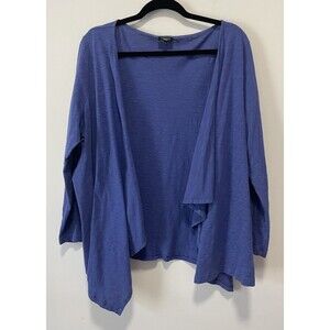 Talbots Women 2X Blue Cotton Open Lightweight Cardigan Neutral Modern